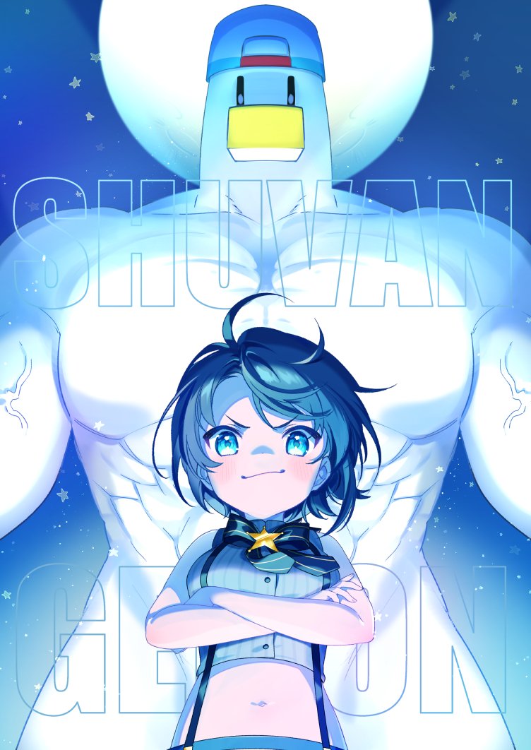oozora subaru, subaru duck, and subangelion (hololive) drawn by nokachoco114
