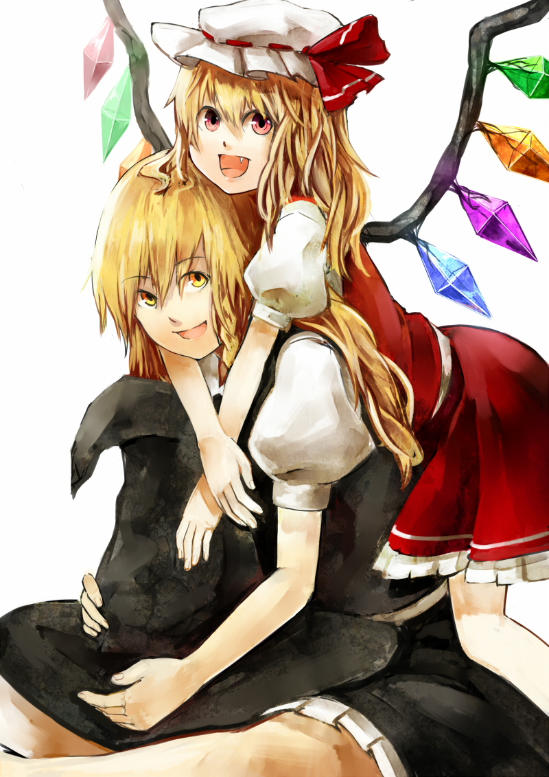 kirisame marisa and flandre scarlet (touhou) drawn by nishiuri