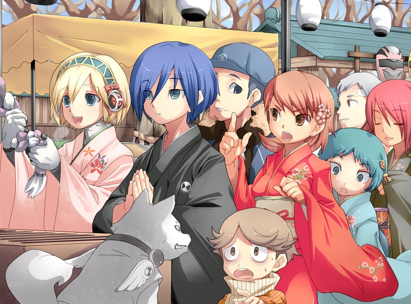 yuuki makoto, aigis, takeba yukari, kirijou mitsuru, yamagishi fuuka, and 4 more (persona and 1 more) drawn by knucklecurve