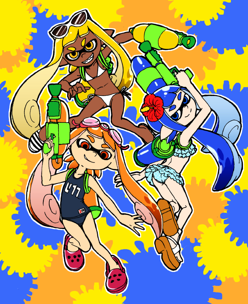 inkling player character and inkling girl (splatoon and 1 more) drawn by fumitan_(humitan)