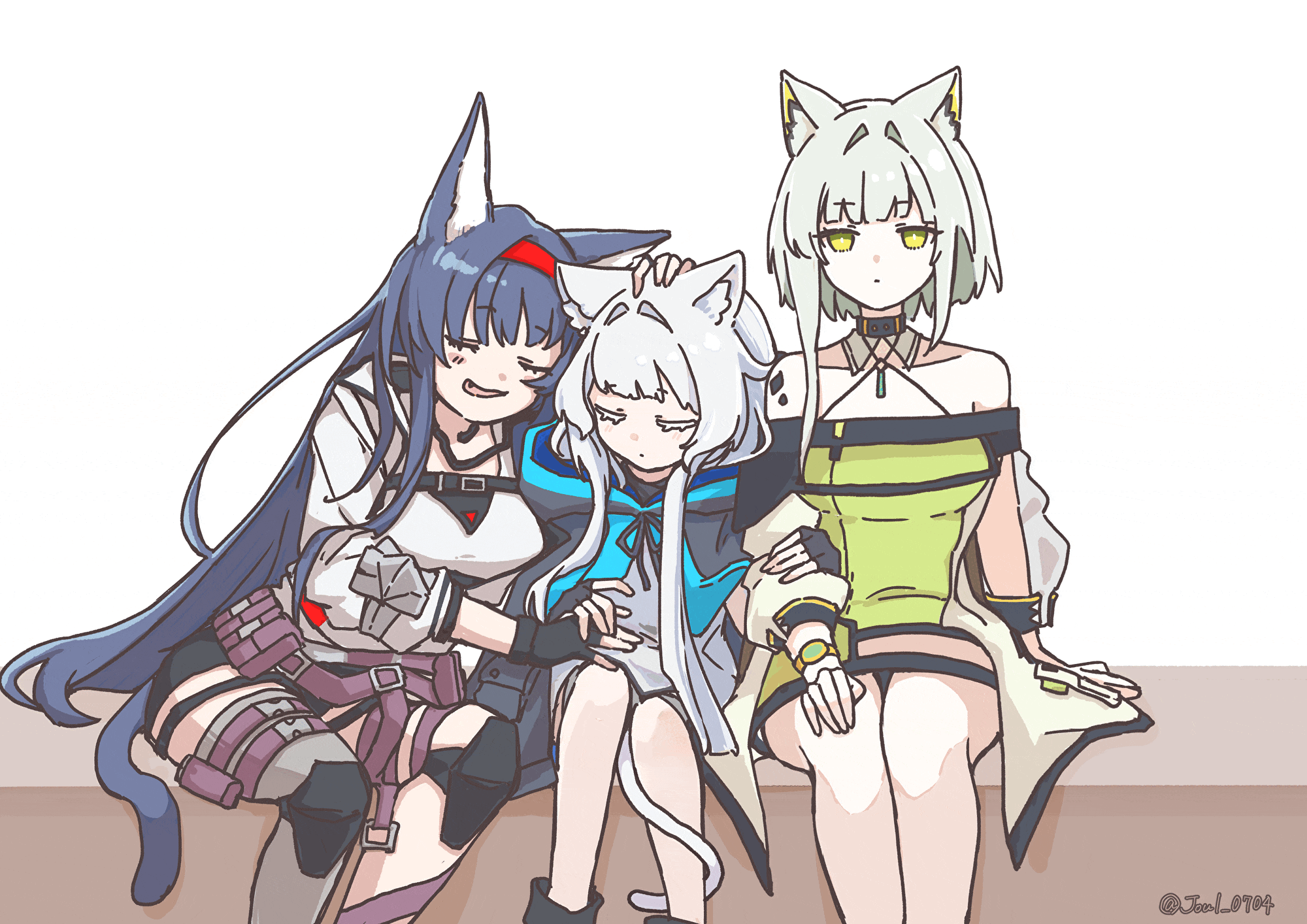 doctor, amiya, kal'tsit, rosmontis, and blaze (arknights) drawn by joul_0704