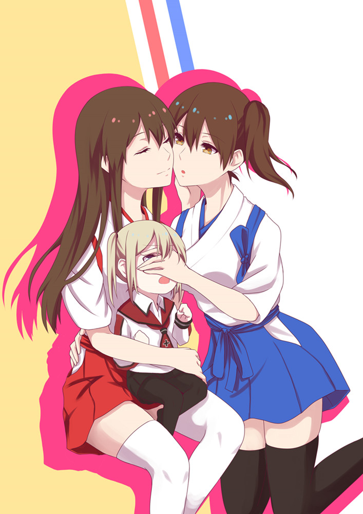 kaga, akagi, and graf zeppelin (kantai collection) drawn by nyasa