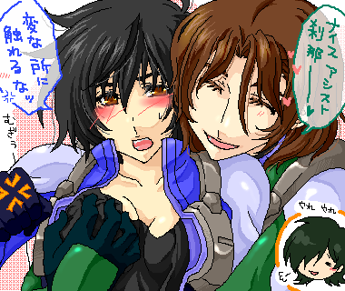 setsuna f. seiei, lockon stratos, and allelujah haptism (gundam and 1 more) drawn by reno-kichi