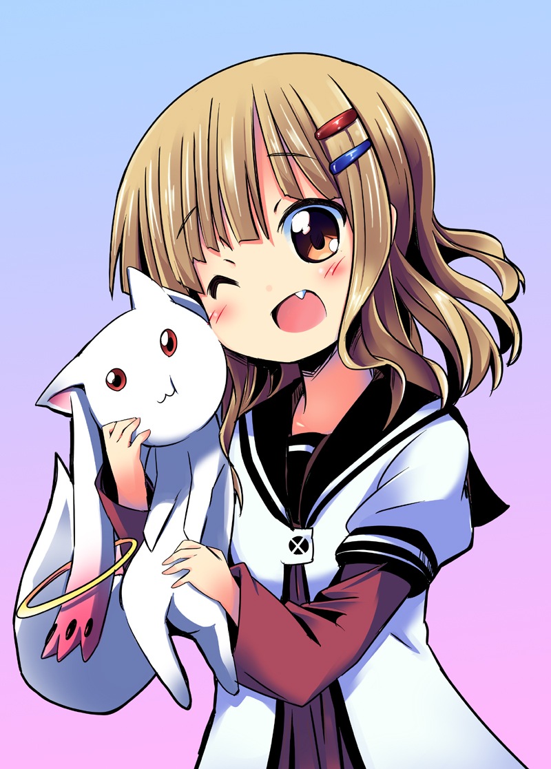 kyubey, oomuro sakurako, and katou emiri (mahou shoujo madoka magica and 1 more) drawn by kurou_(quadruple_zero)