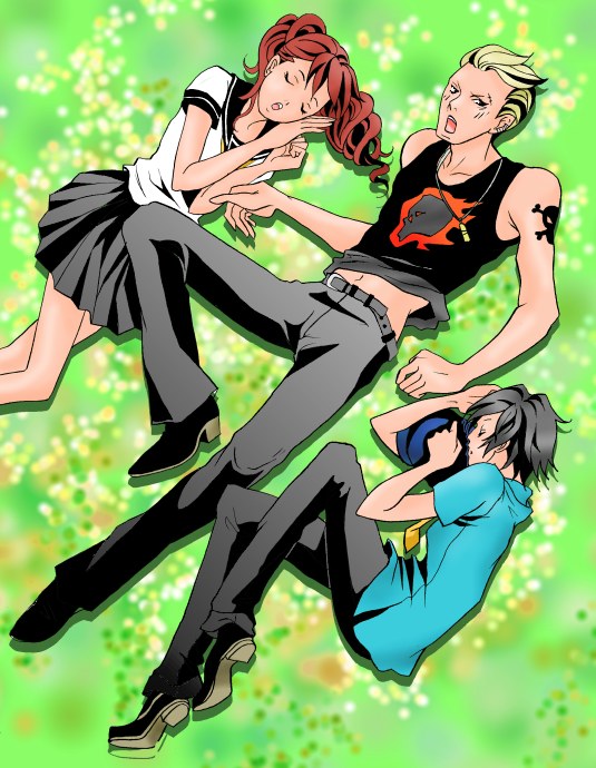 shirogane naoto, kujikawa rise, and tatsumi kanji (persona and 1 more)