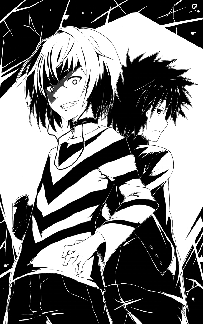 kamijou touma and accelerator (toaru majutsu no index) drawn by miyahara_takuya