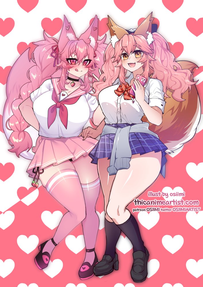 tamamo, tamamo jk, and kireina (fate and 3 more) drawn by osiimi