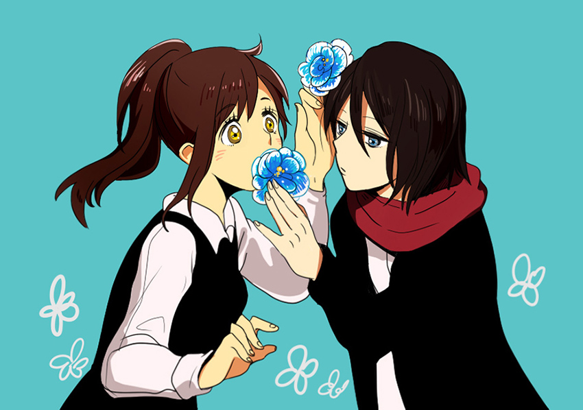 mikasa ackerman and sasha blouse (shingeki no kyojin) drawn by bccccc
