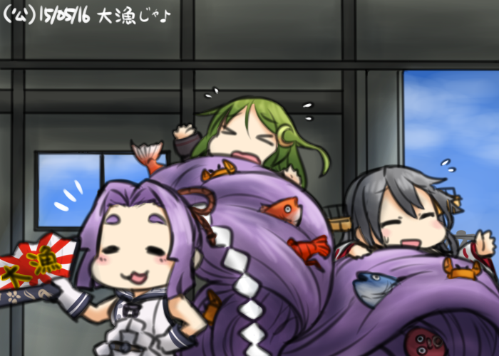 haruna, nagatsuki, haruna kai ni, hatsuharu, and hatsuharu kai ni (kantai collection) drawn by hamu_koutarou
