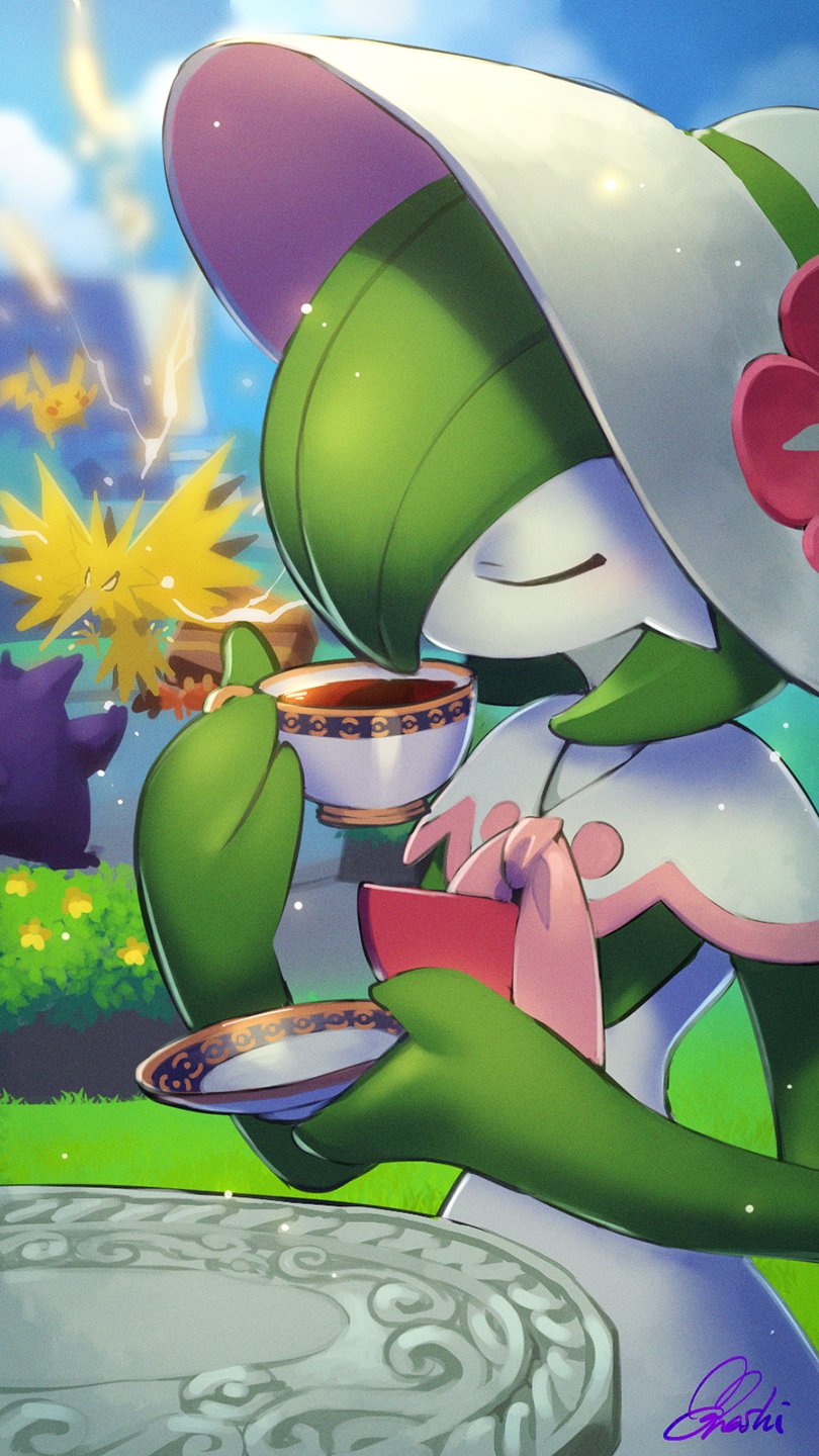 pikachu, gardevoir, gengar, zapdos, and crustle (pokemon and 1 more) drawn by n20u28