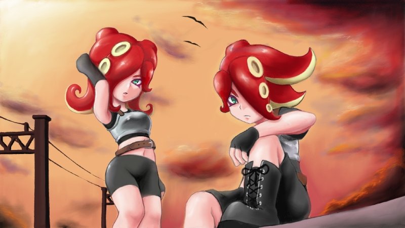 octoling player character and takozonesu (splatoon and 1 more) drawn by takobe
