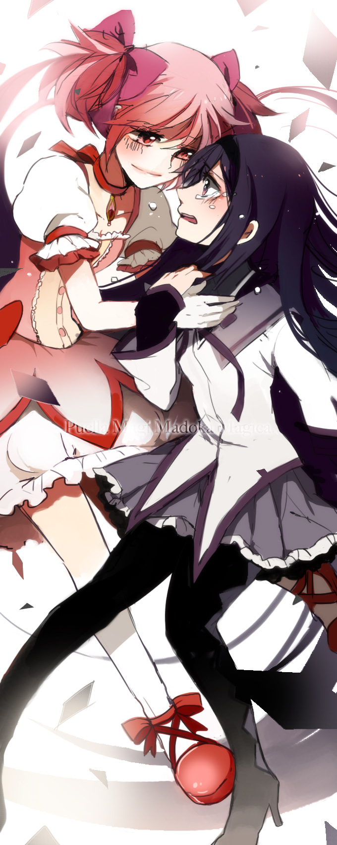 akemi homura and kaname madoka (mahou shoujo madoka magica) drawn by takagi_(0takagi0)