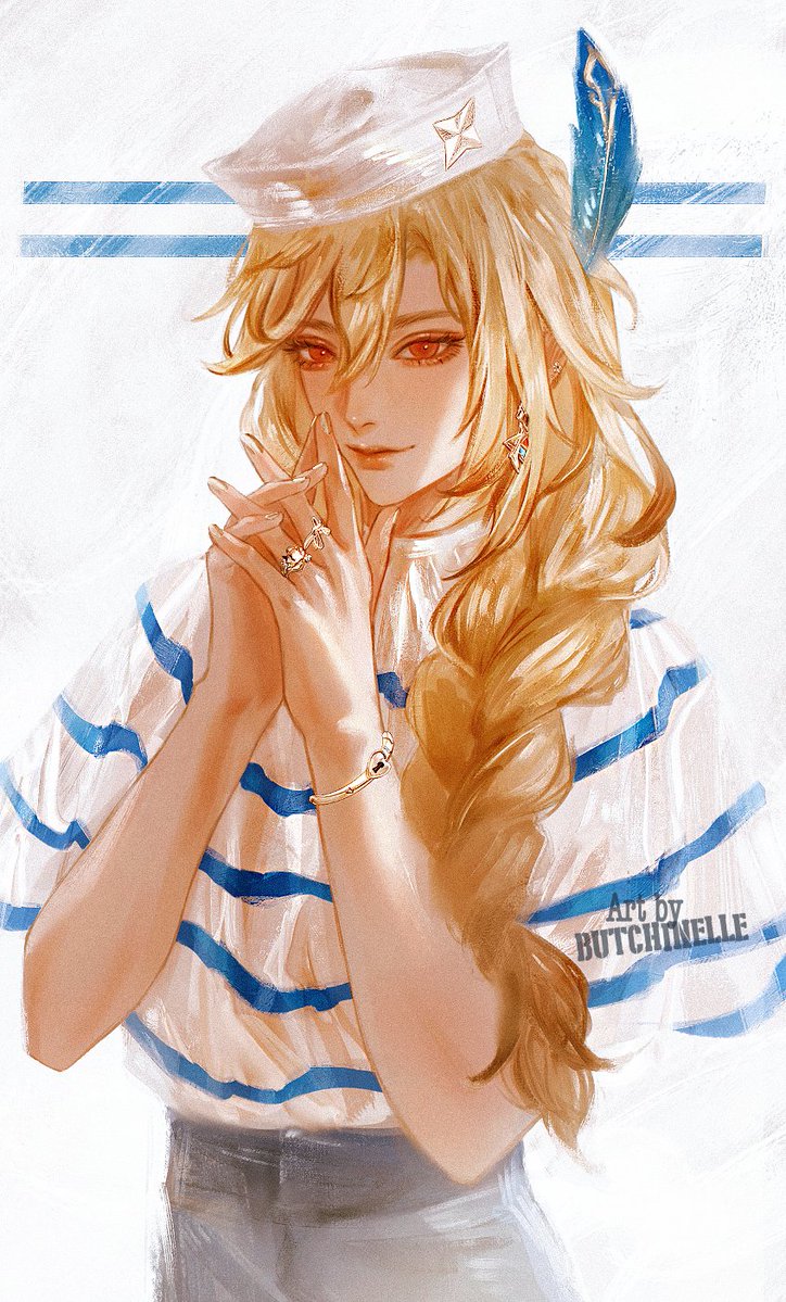 kaveh (genshin impact and 1 more) drawn by butchinelle