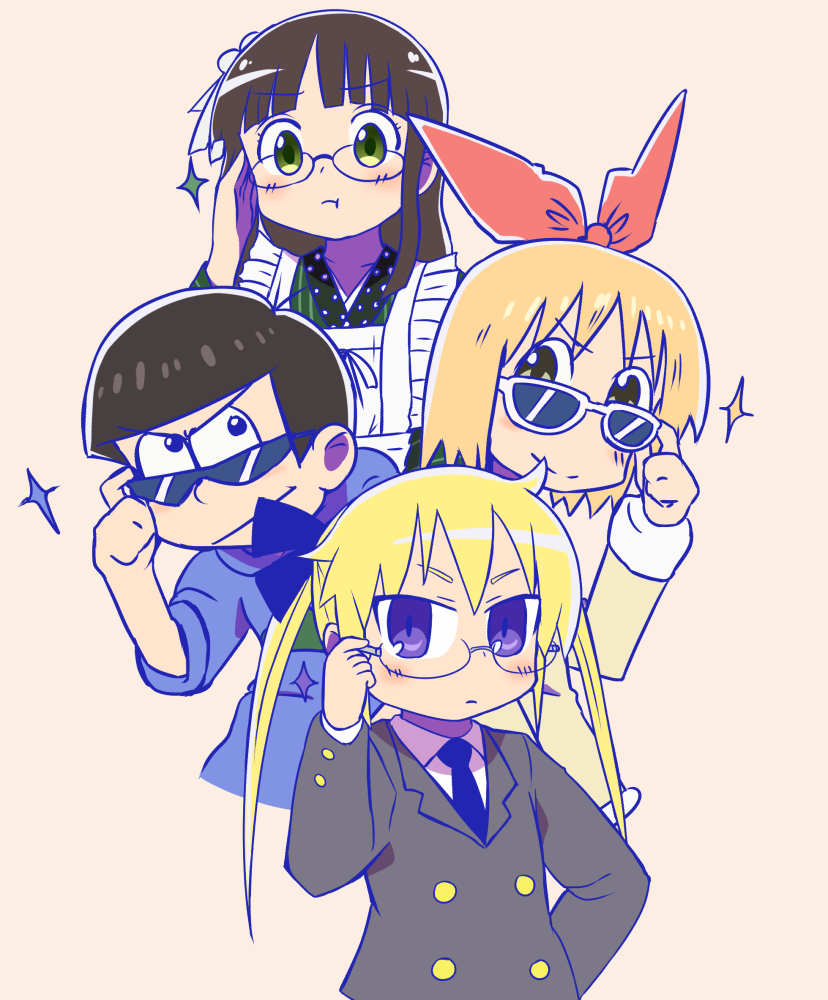 matsuno karamatsu, ujimatsu chiya, sonya, and annaka haruna (gochuumon wa usagi desu ka? and 5 more) drawn by owlz