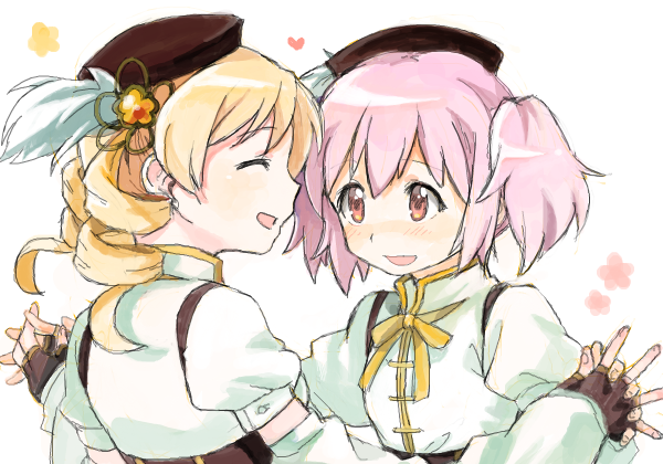 kaname madoka and tomoe mami (mahou shoujo madoka magica) drawn by yoplait