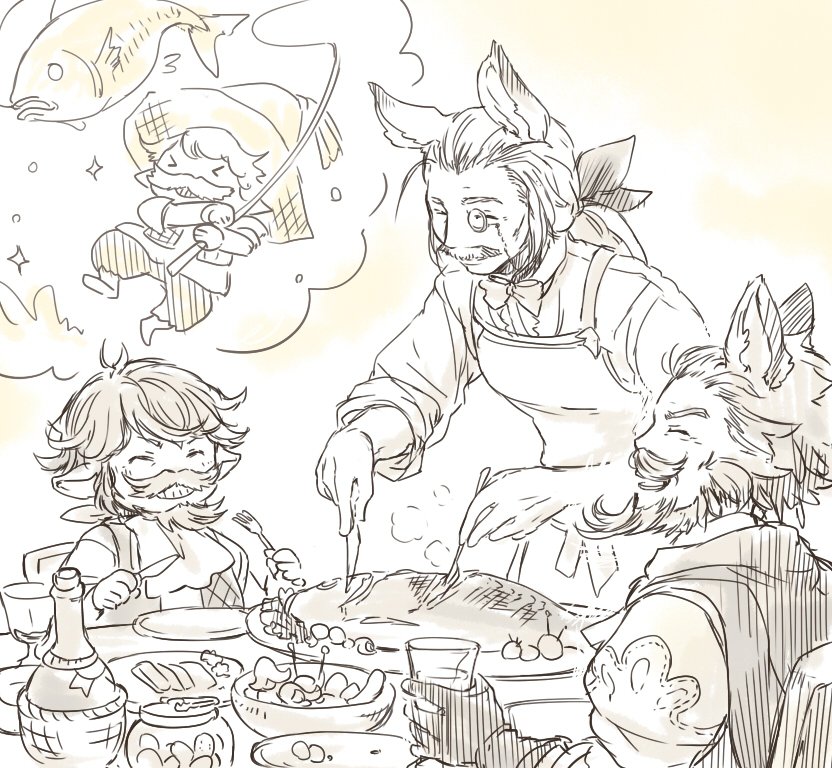 yodarha, sevastien, and keehar (granblue fantasy) drawn by hoshikuzushi