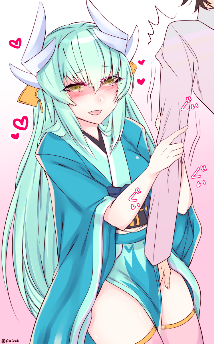 fujimaru ritsuka and kiyohime (fate and 1 more) drawn by shisei_(kyuushoku_banchou)