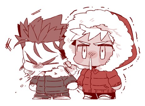 cu chulainn and archer (fate and 1 more) drawn by tatsuta_age