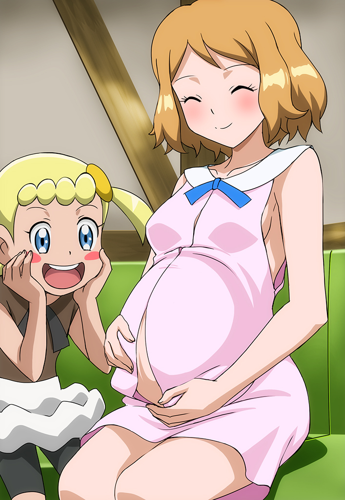 serena and bonnie (pokemon and 1 more) drawn by makino_tomoyasu