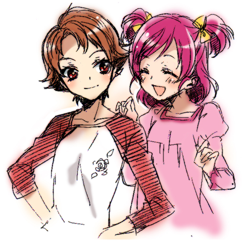 yumehara nozomi and natsuki rin (precure and 1 more) drawn by nakagawa_waka