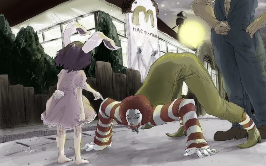 inaba tewi and ronald mcdonald (touhou and 1 more) drawn by bear_(qma)