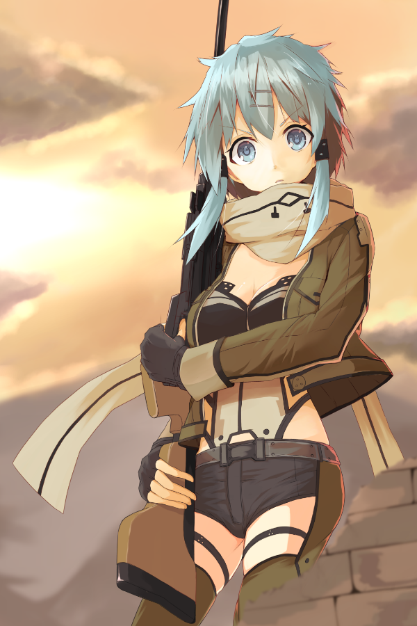 sinon (sword art online) drawn by tsuru_(tsubasa1993621)