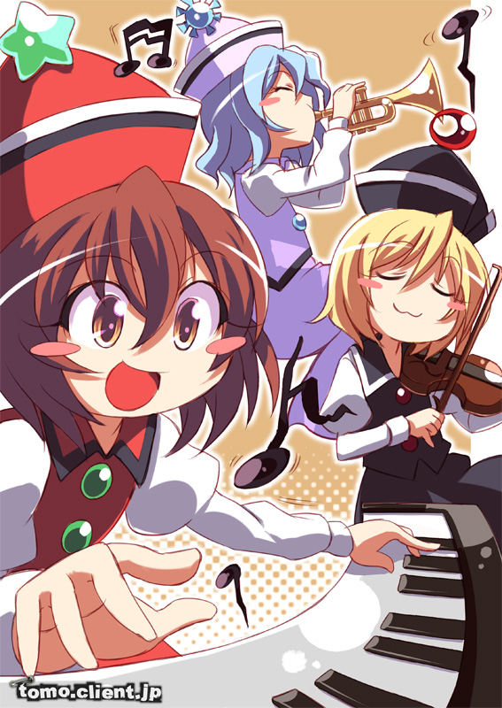 lunasa prismriver, merlin prismriver, and lyrica prismriver (touhou) drawn by kitahara_tomoe_(kitahara_koubou)
