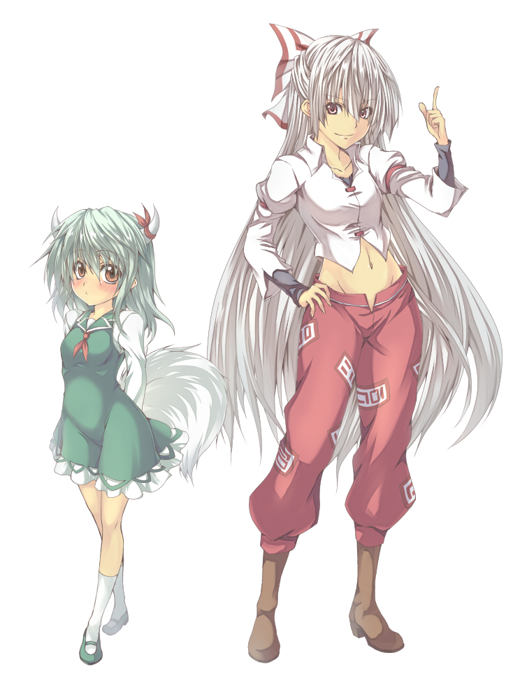fujiwara no mokou, kamishirasawa keine, and ex-keine (touhou) drawn by oukawa_yuu