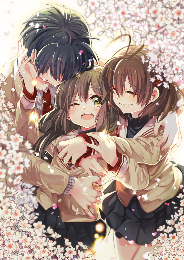 furukawa nagisa, ibuki fuuko, and okazaki tomoya (clannad) drawn by takumi_(scya)
