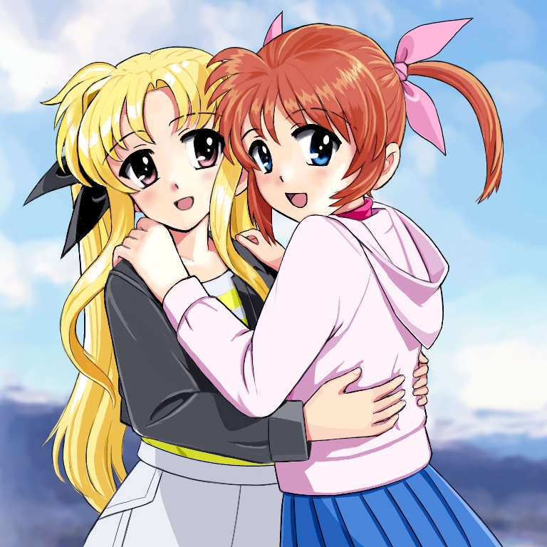 fate testarossa and takamachi nanoha (lyrical nanoha and 1 more) drawn by ren-chan