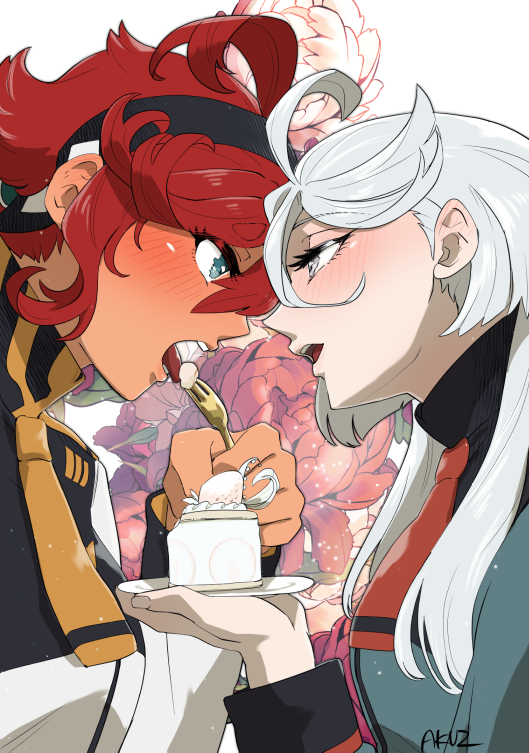 suletta mercury and miorine rembran (gundam and 1 more) drawn by akutsu_(demodori)