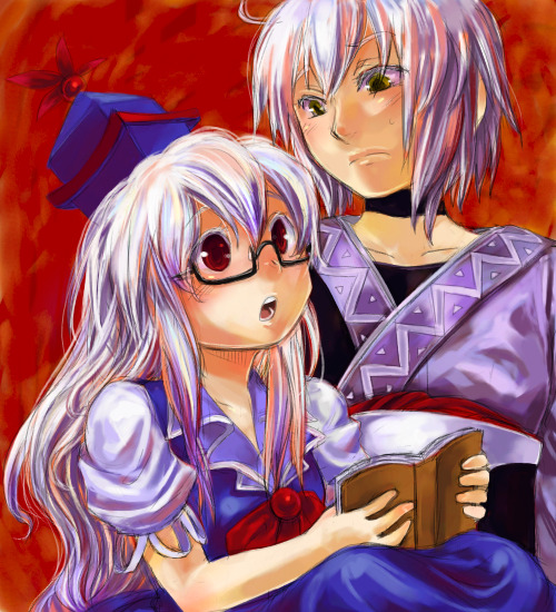 kamishirasawa keine and morichika rinnosuke (touhou) drawn by ono_mochiko