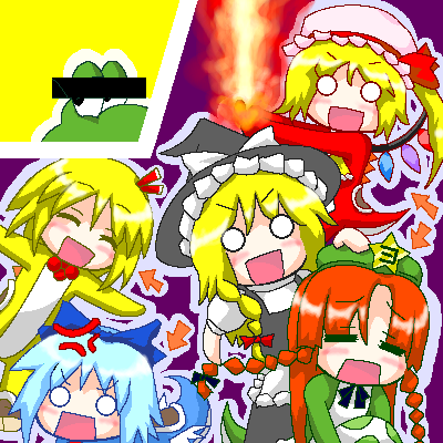 kirisame marisa, flandre scarlet, cirno, hong meiling, rumia, and 1 more (touhou and 3 more) drawn by myonde