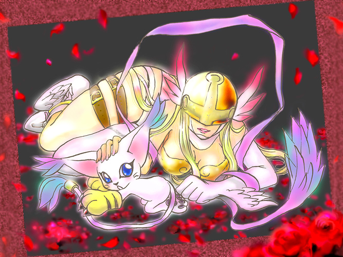 angewomon and tailmon (digimon and 1 more) drawn by tadae