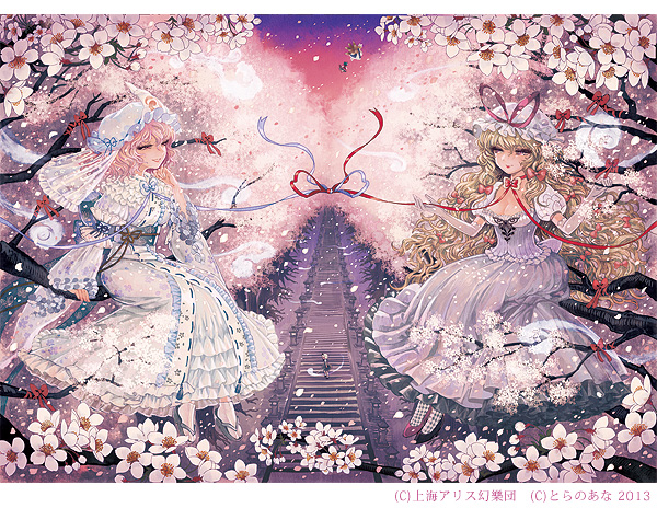 konpaku youmu, yakumo yukari, saigyouji yuyuko, yakumo ran, and chen (touhou) drawn by takatora