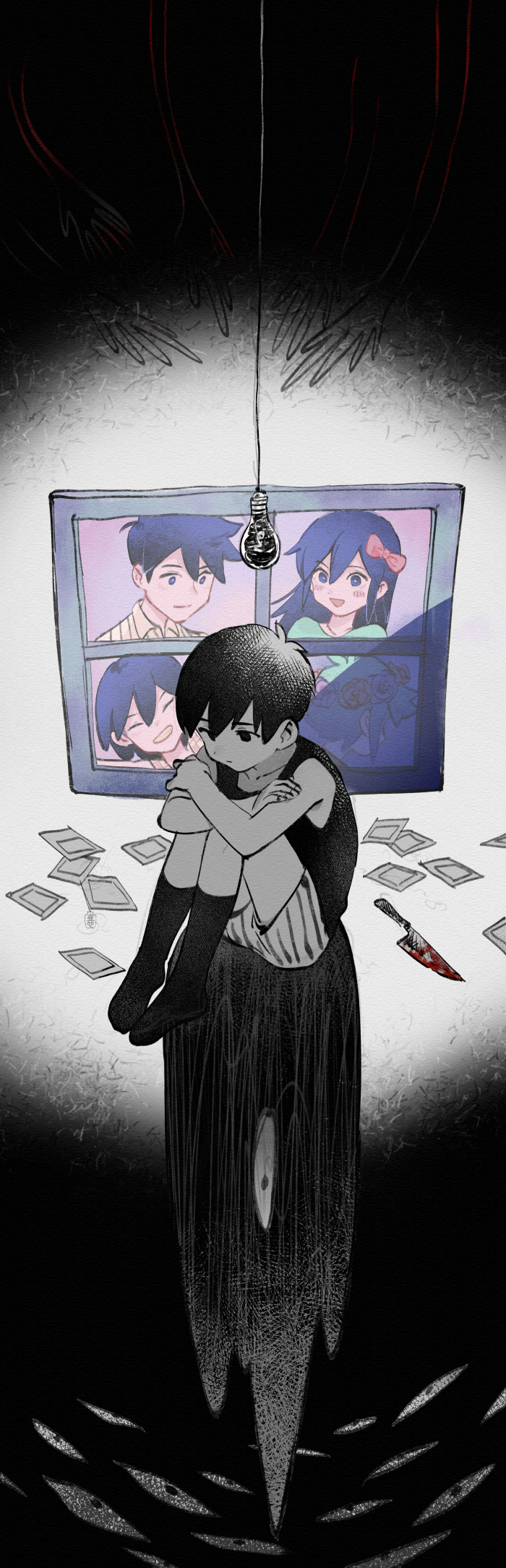 omori, basil, aubrey, kel, hero, and 1 more (omori) drawn by tsubonari