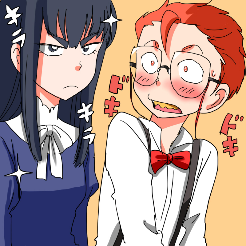 kiryuuin satsuki and takarada kaneo (kill la kill) drawn by mzna