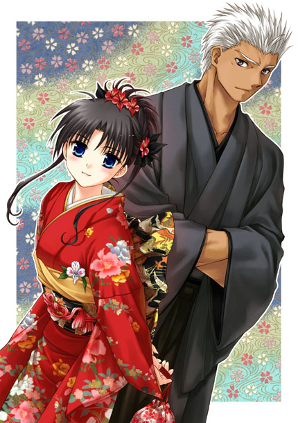 tohsaka rin and archer (fate and 1 more) drawn by sato-pon