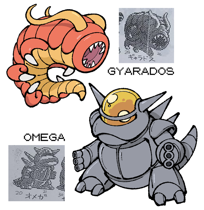 omega and gyarados (pokemon and 1 more) drawn by shenanimation