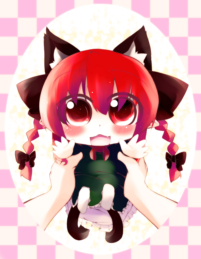 kaenbyou rin (touhou) drawn by hazuki_ruu and yume_shokunin