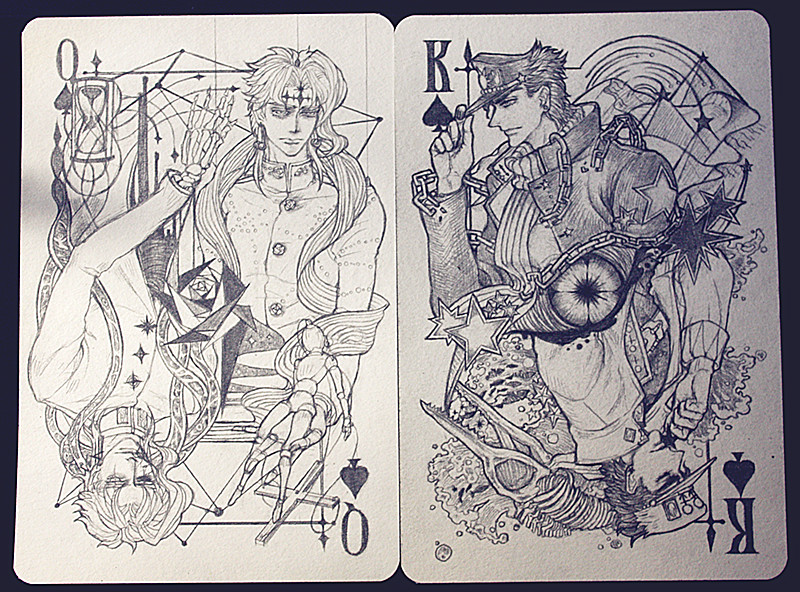 kujo jotaro, kakyoin noriaki, and hierophant green (jojo no kimyou na bouken and 1 more) drawn by 70491014_(argon-1014-)