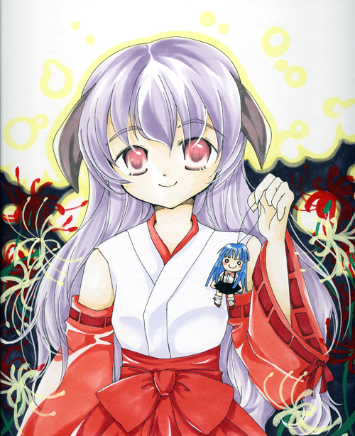 furude rika and hanyuu (higurashi no naku koro ni) drawn by hiyuna