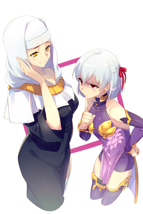 kama and sessyoin kiara (fate and 3 more) drawn by echo_(circa)
