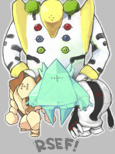 regice, regigigas, registeel, and regirock (pokemon) drawn by mayumi_(tegaki)
