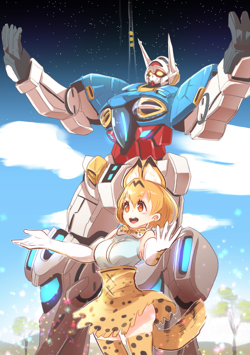 serval and g-self (gundam and 2 more) drawn by sakusakusakurai
