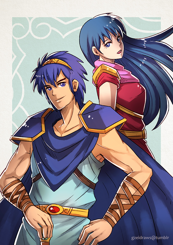 marth and caeda (fire emblem and 2 more) drawn by gzei