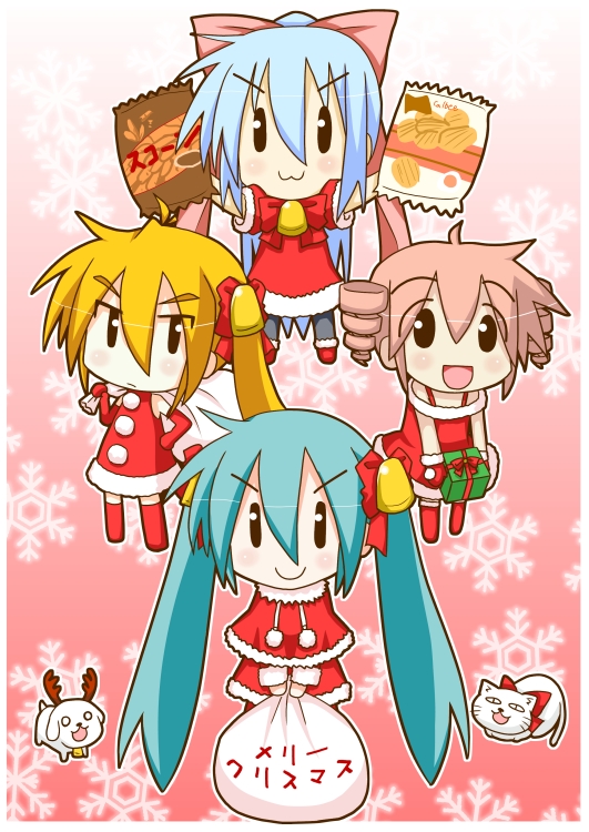 hatsune miku, kasane teto, akita neru, chibi miku, hamo, and 2 more (vocaloid and 1 more) drawn by minami_(colorful_palette)