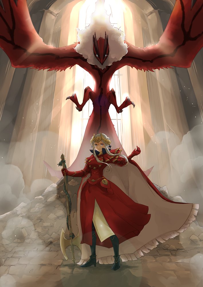 edelgard von hresvelg and yveltal (pokemon and 2 more) drawn by robaco
