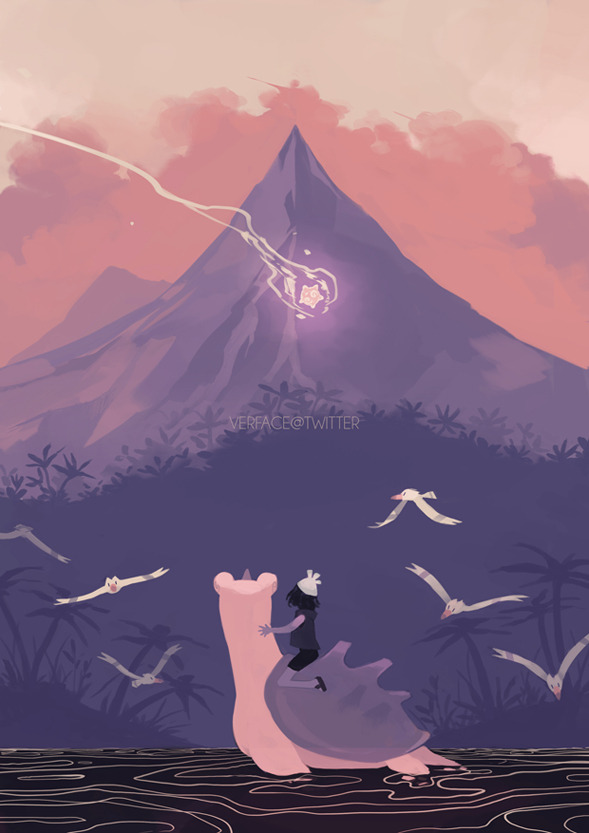 selene, lapras, wingull, and minior (pokemon and 1 more) drawn by ver_(verface)