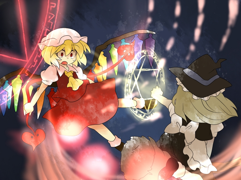 kirisame marisa and flandre scarlet (touhou) drawn by hammer_(sunset_beach)